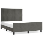 vidaXL Cadru de pat fără saltea, gri închis, 140x190 cm, catifea
