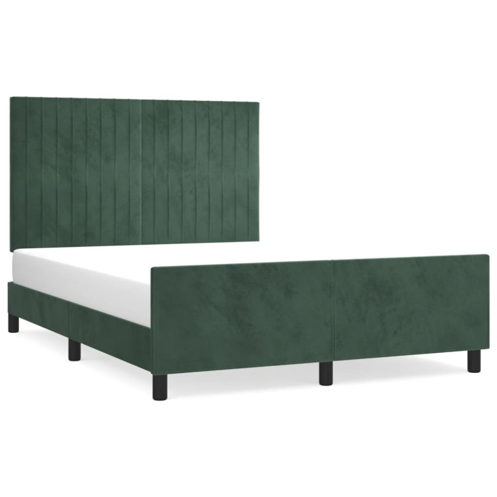 vidaXL Cadru de pat fără saltea, verde închis, 140x190 cm, catifea