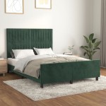 vidaXL Cadru de pat fără saltea, verde închis, 140x190 cm, catifea vidaXL Cadru de pat fără saltea, verde închis, 140x190 cm, catifea