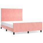 vidaXL Cadru de pat cu tăblie, roz, 140x190 cm, catifea vidaXL Cadru de pat cu tăblie, roz, 140x190 cm, catifea