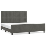 vidaXL Cadru de pat cu tăblie, gri închis, 180x200 cm, catifea vidaXL Cadru de pat cu tăblie, gri închis, 180x200 cm, catifea