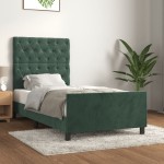 vidaXL Cadru de pat fără saltea, verde închis, 80x200 cm, catifea vidaXL Cadru de pat fără saltea, verde închis, 80x200 cm, catifea