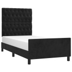 vidaXL Cadru de pat cu tăblie, negru, 90x190 cm, catifea vidaXL Cadru de pat cu tăblie, negru, 90x190 cm, catifea