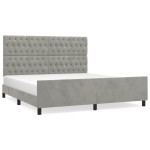 vidaXL Cadru de pat cu tăblie, gri deschis, 180x200 cm, catifea vidaXL Cadru de pat cu tăblie, gri deschis, 180x200 cm, catifea