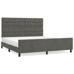 vidaXL Cadru de pat cu tăblie, gri închis, 180x200 cm, catifea vidaXL Cadru de pat cu tăblie, gri închis, 180x200 cm, catifea