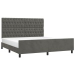 vidaXL Cadru de pat cu tăblie, gri închis, 180x200 cm, catifea vidaXL Cadru de pat cu tăblie, gri închis, 180x200 cm, catifea