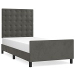 vidaXL Cadru de pat fără saltea, gri închis, 90x190 cm, catifea vidaXL Cadru de pat fără saltea, gri închis, 90x190 cm, catifea
