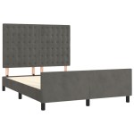 vidaXL Cadru de pat fără saltea, gri închis, 140x190 cm, catifea