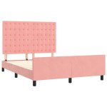 vidaXL Cadru de pat cu tăblie, roz, 140x190 cm, catifea vidaXL Cadru de pat cu tăblie, roz, 140x190 cm, catifea