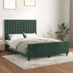vidaXL Cadru de pat fără saltea, verde închis, 140x200 cm, catifea vidaXL Cadru de pat fără saltea, verde închis, 140x200 cm, catifea