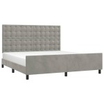 vidaXL Cadru de pat cu tăblie, gri deschis, 180x200 cm, catifea vidaXL Cadru de pat cu tăblie, gri deschis, 180x200 cm, catifea