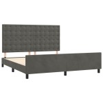 vidaXL Cadru de pat cu tăblie, gri închis, 180x200 cm, catifea vidaXL Cadru de pat cu tăblie, gri închis, 180x200 cm, catifea