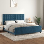 vidaXL Cadru de pat cu tăblie, albastru închis, 180x200 cm, catifea vidaXL Cadru de pat cu tăblie, albastru închis, 180x200 cm, catifea
