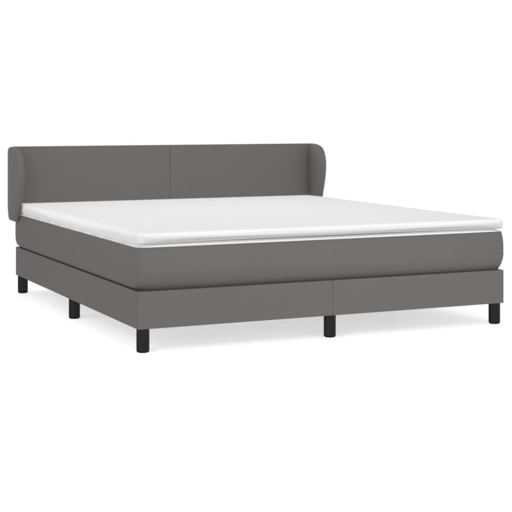 vidaXL Pat cu arcuri, cu saltea, gri, 180x200 cm, piele ecologică