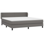 vidaXL Pat cu arcuri, cu saltea, gri, 180x200 cm, piele ecologică