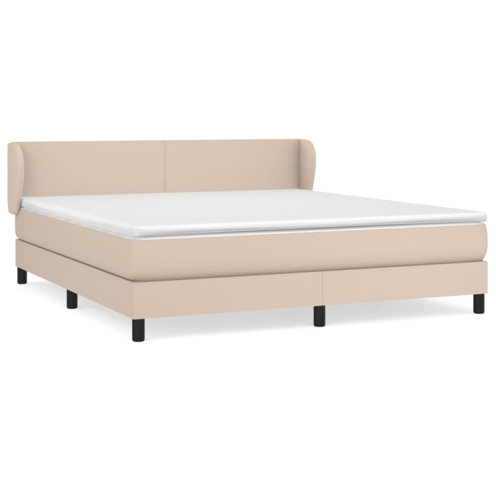 vidaXL Pat cu arcuri, cu saltea, cappuccino, 180x200cm piele ecologică