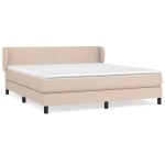 vidaXL Pat cu arcuri, cu saltea, cappuccino, 180x200cm piele ecologică