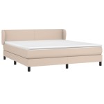 vidaXL Pat cu arcuri, cu saltea, cappuccino, 180x200cm piele ecologică