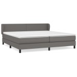 vidaXL Pat cu arcuri, cu saltea, gri, 200x200 cm, piele ecologică