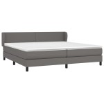 vidaXL Pat cu arcuri, cu saltea, gri, 200x200 cm, piele ecologică
