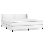 vidaXL Pat cu arcuri, cu saltea, alb, 180x200 cm, piele ecologică