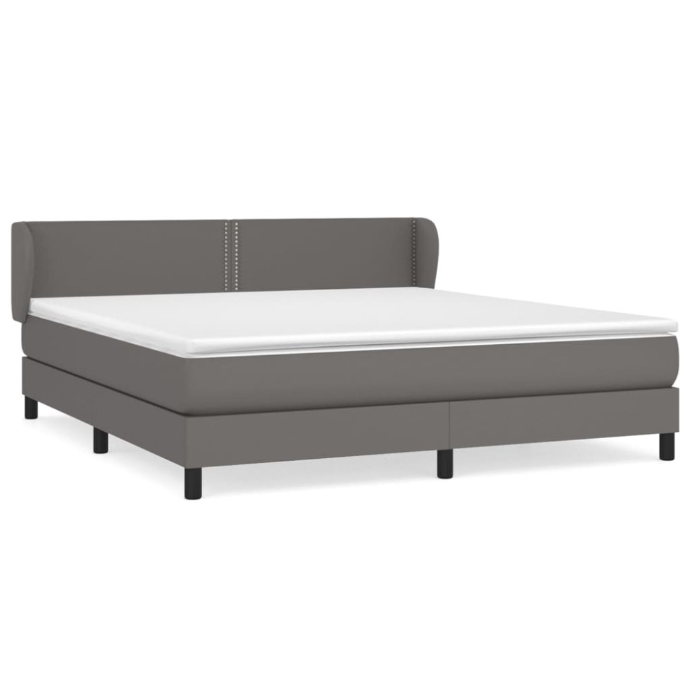 vidaXL Pat cu arcuri, cu saltea, gri, 180x200 cm, piele ecologică