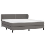 vidaXL Pat cu arcuri, cu saltea, gri, 180x200 cm, piele ecologică