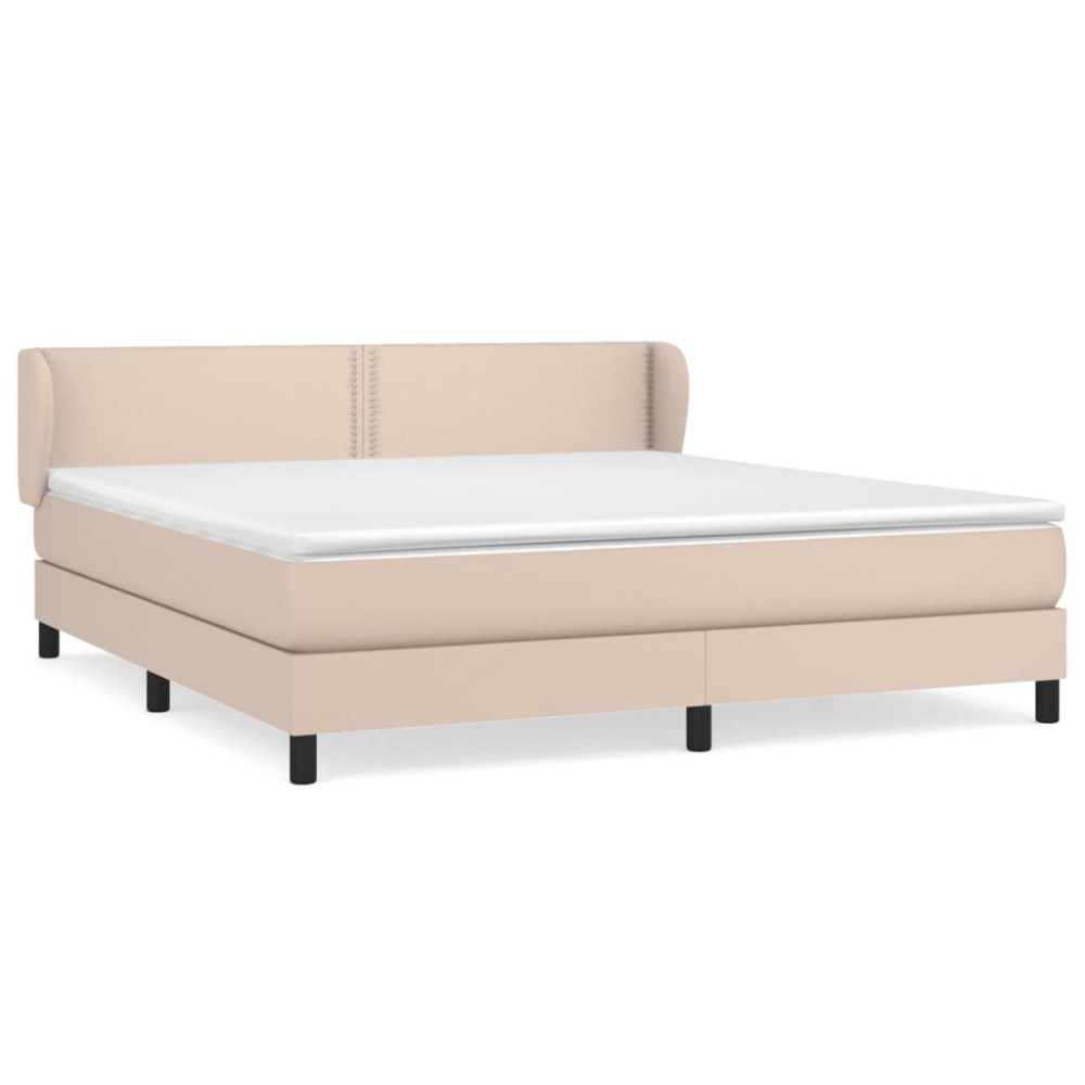 vidaXL Pat cu arcuri, cu saltea, cappuccino, 180x200cm piele ecologică