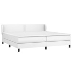 vidaXL Pat cu arcuri, cu saltea, alb, 200x200 cm, piele ecologică