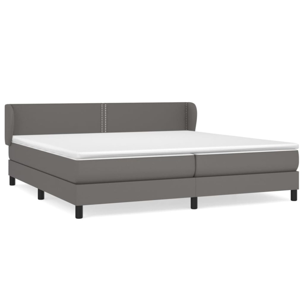 vidaXL Pat cu arcuri, cu saltea, gri, 200x200 cm, piele ecologică
