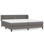 vidaXL Pat cu arcuri, cu saltea, gri, 200x200 cm, piele ecologică