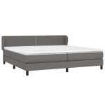 vidaXL Pat cu arcuri, cu saltea, gri, 200x200 cm, piele ecologică