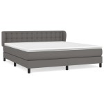vidaXL Pat cu arcuri, cu saltea, gri, 180x200 cm, piele ecologică