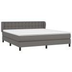 vidaXL Pat cu arcuri, cu saltea, gri, 180x200 cm, piele ecologică