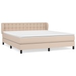 vidaXL Pat cu arcuri, cu saltea, cappuccino, 180x200cm piele ecologică