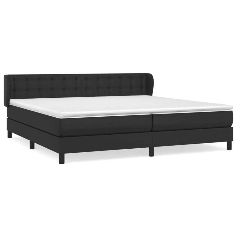 vidaXL Pat cu arcuri, cu saltea, negru, 200x200 cm, piele ecologică