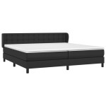 vidaXL Pat cu arcuri, cu saltea, negru, 200x200 cm, piele ecologică