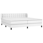 vidaXL Pat cu arcuri, cu saltea, alb, 200x200 cm, piele ecologică