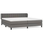 vidaXL Pat cu arcuri, cu saltea, gri, 200x200 cm, piele ecologică
