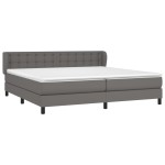 vidaXL Pat cu arcuri, cu saltea, gri, 200x200 cm, piele ecologică