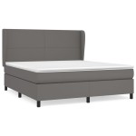 vidaXL Pat cu arcuri, cu saltea, gri, 180x200 cm, piele ecologică