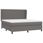 vidaXL Pat cu arcuri, cu saltea, gri, 180x200 cm, piele ecologică