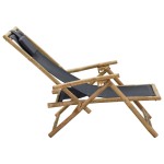 vidaXL Scaun rabatabil de relaxare, gri închis, bambus & țesătură vidaXL Scaun rabatabil de relaxare, gri închis, bambus & țesătură