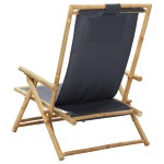 vidaXL Scaun rabatabil de relaxare, gri închis, bambus & țesătură vidaXL Scaun rabatabil de relaxare, gri închis, bambus & țesătură