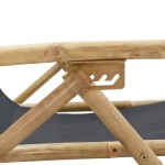 vidaXL Scaun rabatabil de relaxare, gri închis, bambus & țesătură vidaXL Scaun rabatabil de relaxare, gri închis, bambus & țesătură