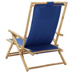 vidaXL Scaun rabatabil de relaxare, bleumarin, bambus & țesătură vidaXL Scaun rabatabil de relaxare, bleumarin, bambus & țesătură