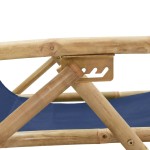 vidaXL Scaun rabatabil de relaxare, bleumarin, bambus & țesătură vidaXL Scaun rabatabil de relaxare, bleumarin, bambus & țesătură