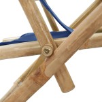 vidaXL Scaun rabatabil de relaxare, bleumarin, bambus & țesătură vidaXL Scaun rabatabil de relaxare, bleumarin, bambus & țesătură
