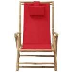 vidaXL Scaun rabatabil de relaxare, roșu, bambus & țesătură vidaXL Scaun rabatabil de relaxare, roșu, bambus & țesătură