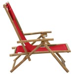 vidaXL Scaun rabatabil de relaxare, roșu, bambus & țesătură vidaXL Scaun rabatabil de relaxare, roșu, bambus & țesătură